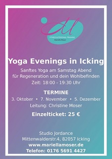 Flyer für Yoga Evenings in Icking